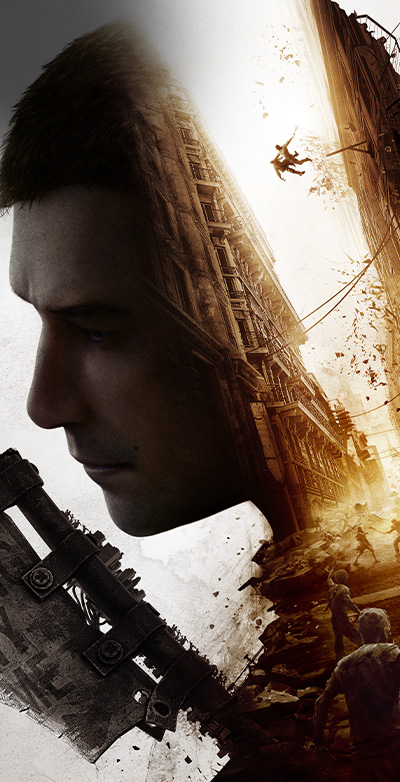 Dying Light 2 Stay Human城市中人們對戰的微型場景和拿著武器的男人側面。