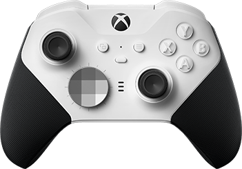 Vue détaillée de l’arrière de la manette sans fil Xbox Elite Series 2 – Core (blanche)