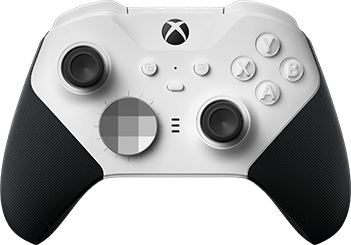 Vue détaillée de la manette sans fil Xbox Elite Series 2 – Core (Blanc)
