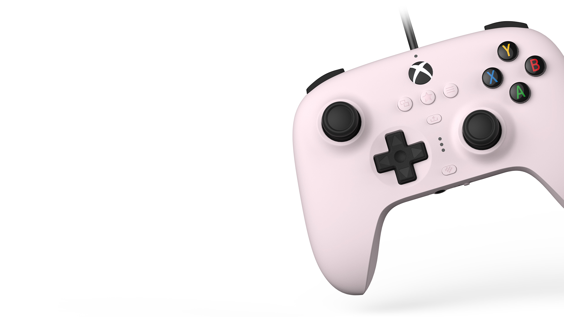 Floating 8BitDo Ultimate Wired Controller for Xbox - Pastel Pink on a white background
