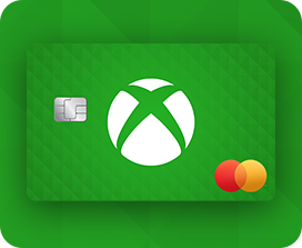 Green diamond pattern Xbox credit card with a white Xbox logo
