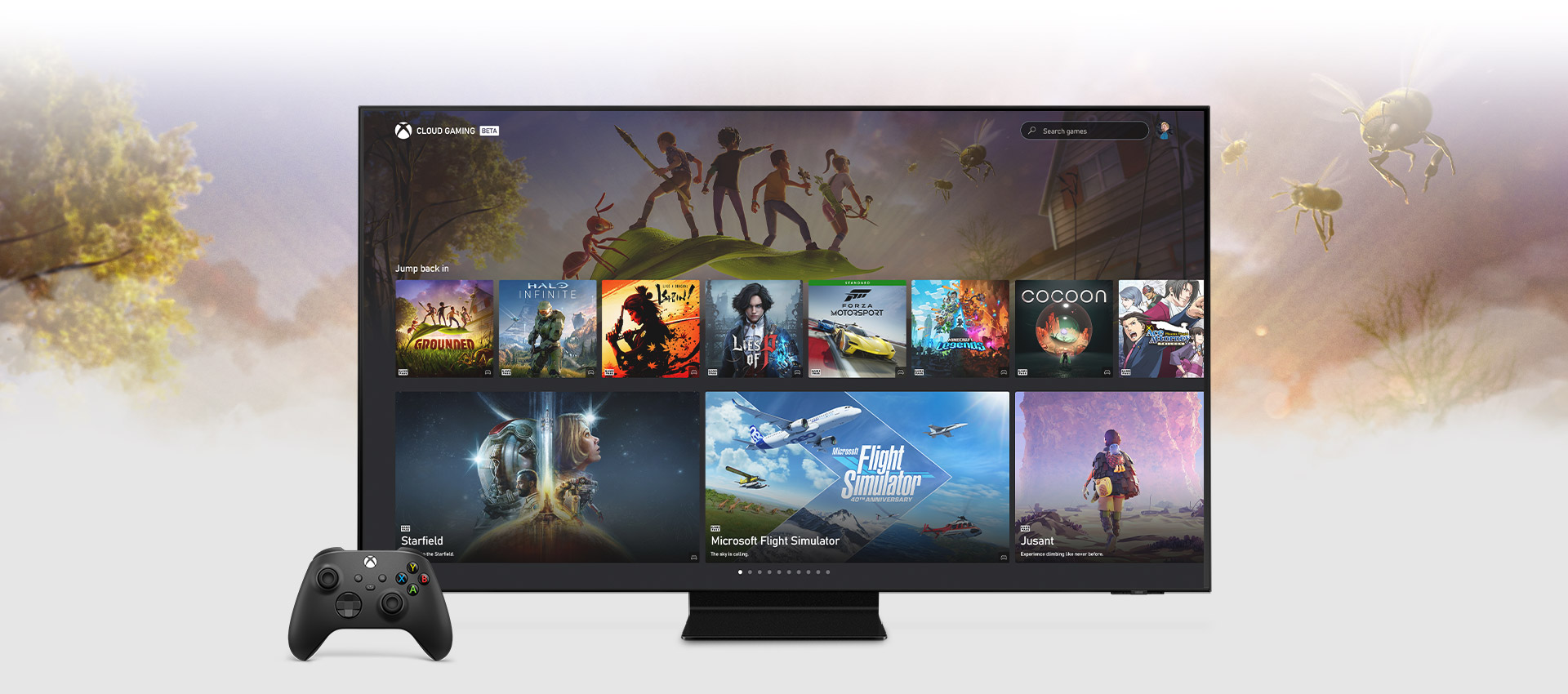 Écran d’accueil de l’application Xbox sur une TV connectée Samsung