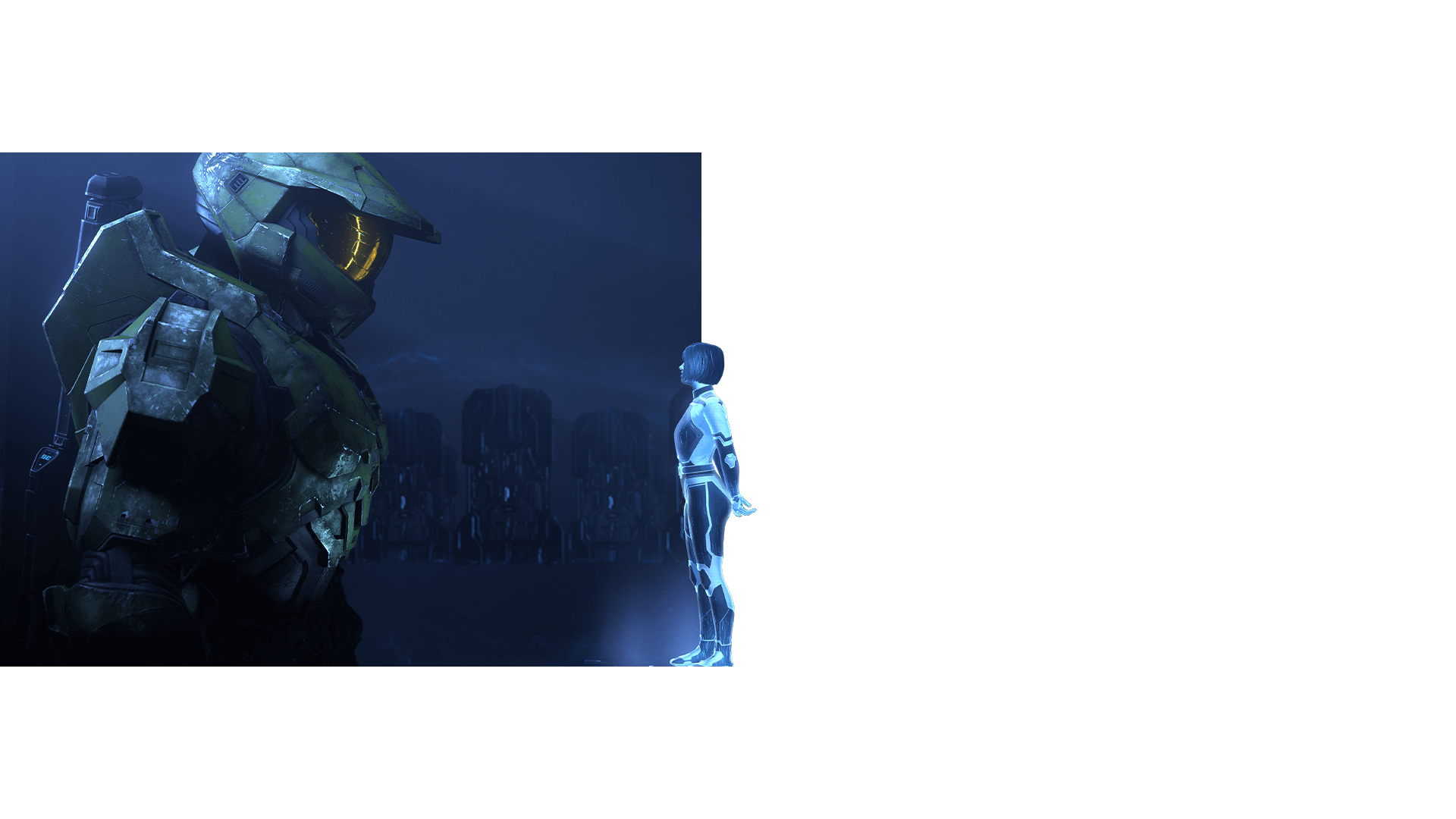 Master Chief converses with Cortana.