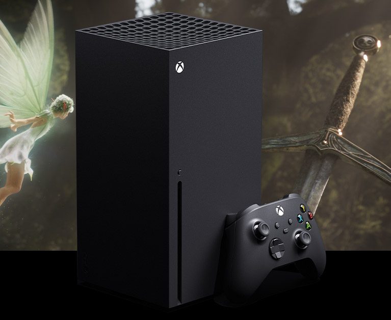 Xbox Series X の本体とコントローラ