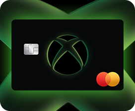 Black Xbox credit card with a black and green Xbox logo 
