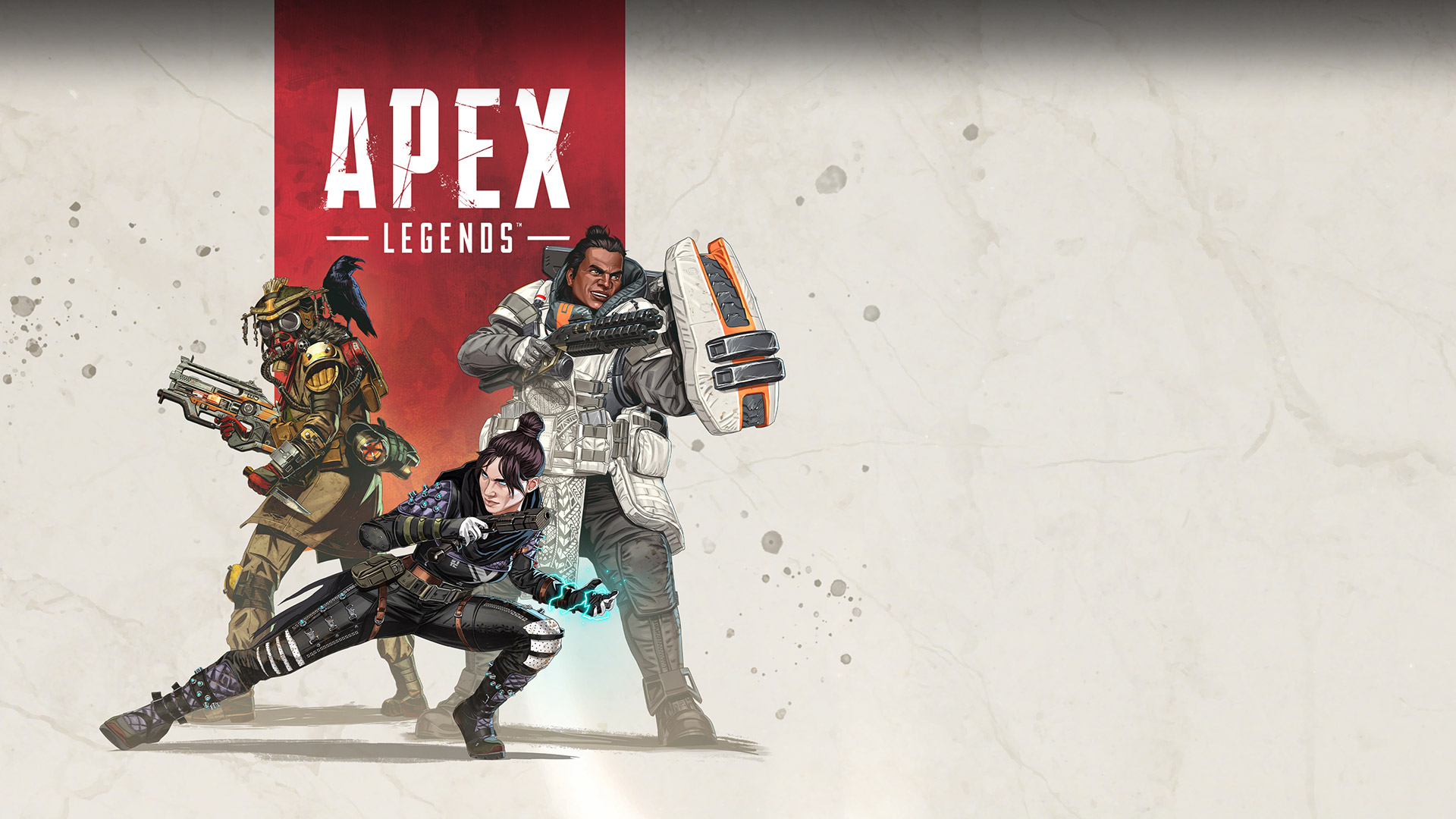 Apex Legends, drie personages in gevechtshouding.