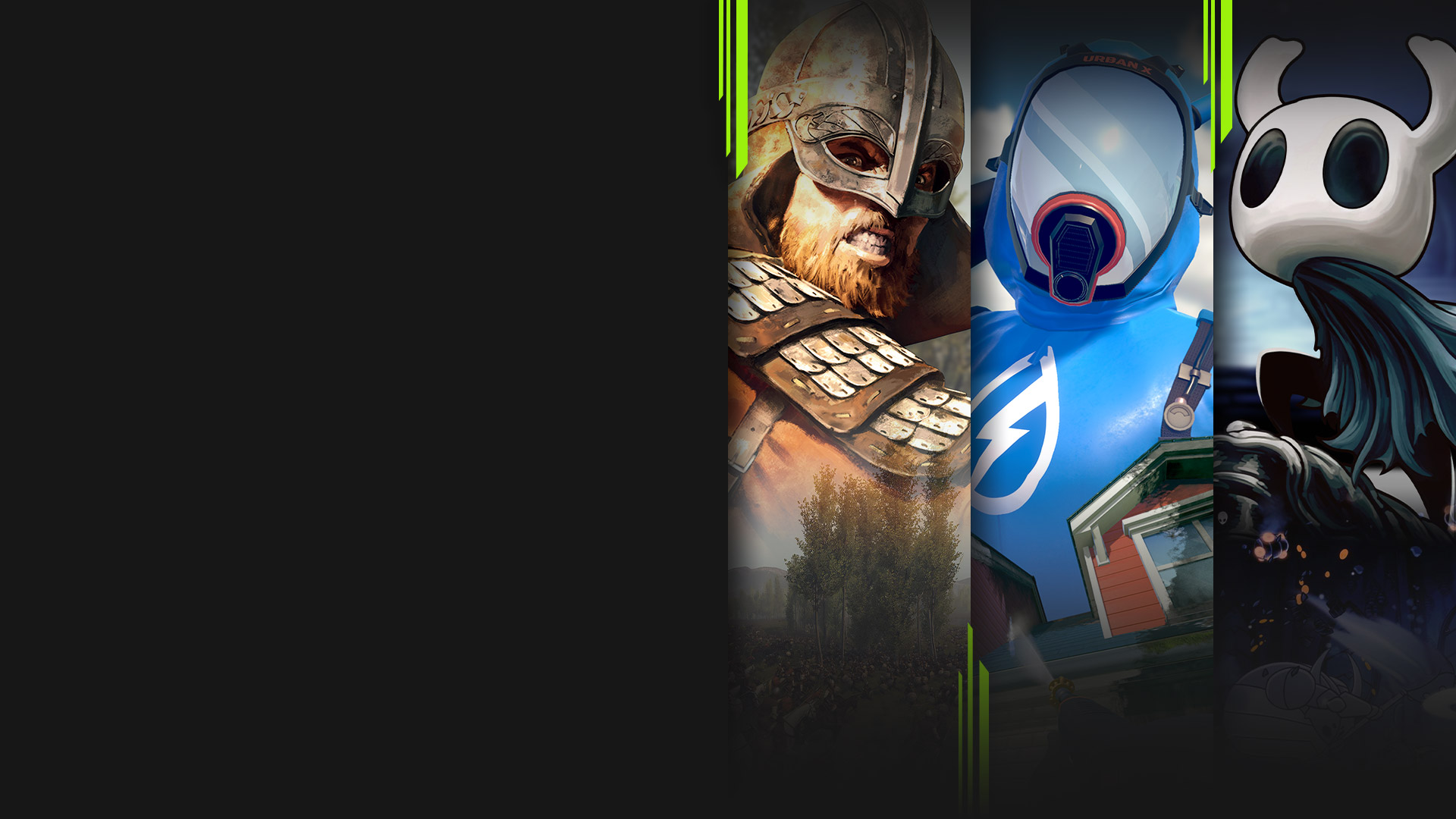 Arte de varios juegos disponibles con PC Game Pass, incluyendo Mount & Blade II: Bannerlord, PowerWash Simulator, Hollow Knight y TUNIC.