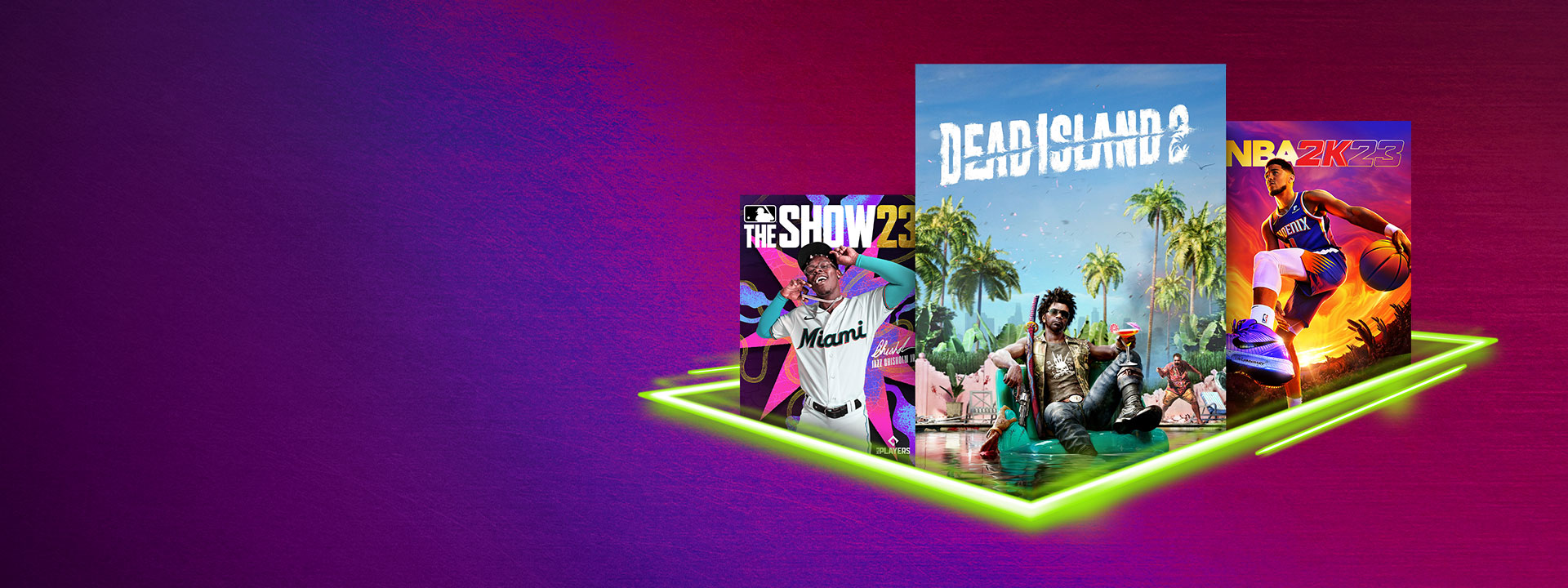 Box art from games that are part of the Deals Unlocked sale, including Dead Island 2, MLB® The Show™ 23 Xbox Series X|S, and NBA 2K23 for Xbox Series X|S.