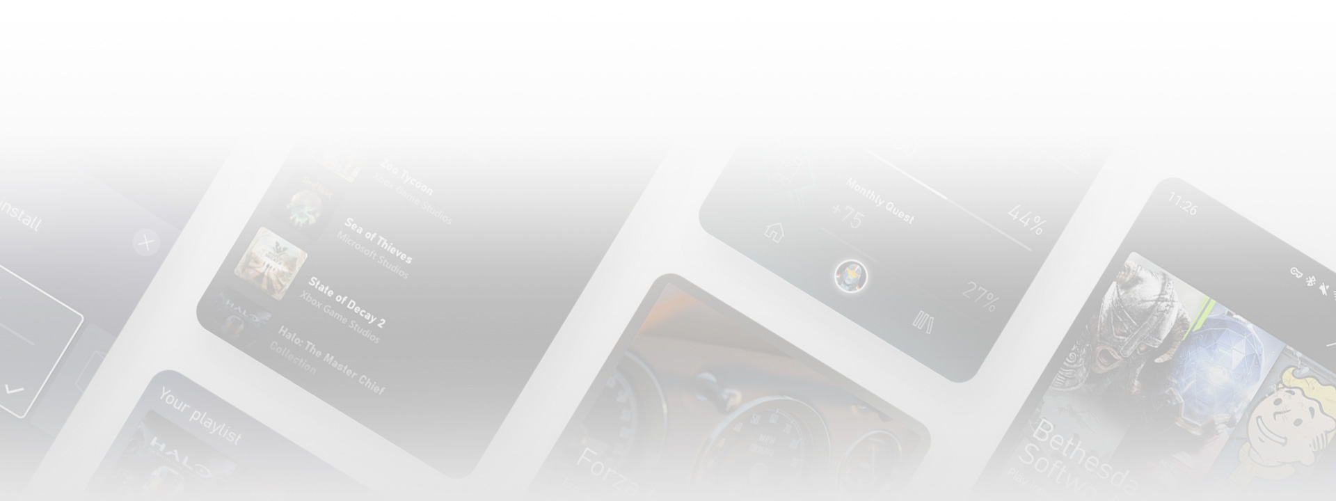 Capturas de ecrã da interface do utilizador da aplicação Xbox Game Pass para dispositivos móveis