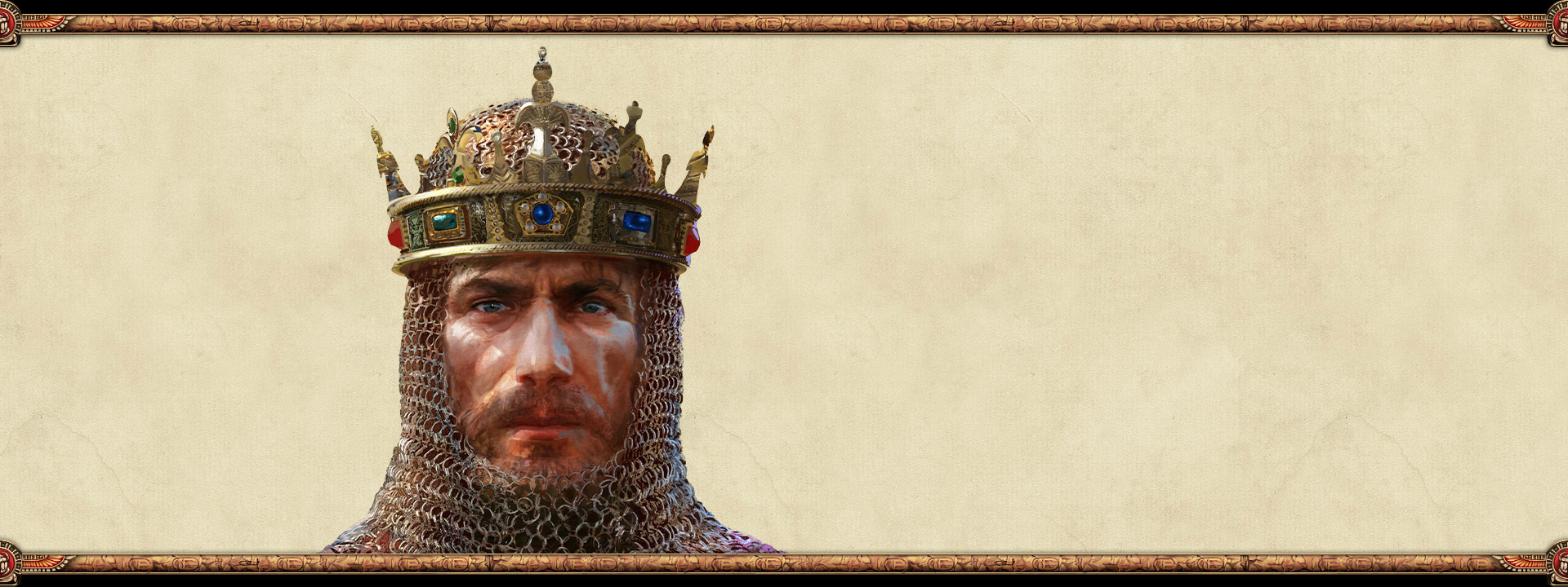The ruler of an empire wearing chain mail and a crown