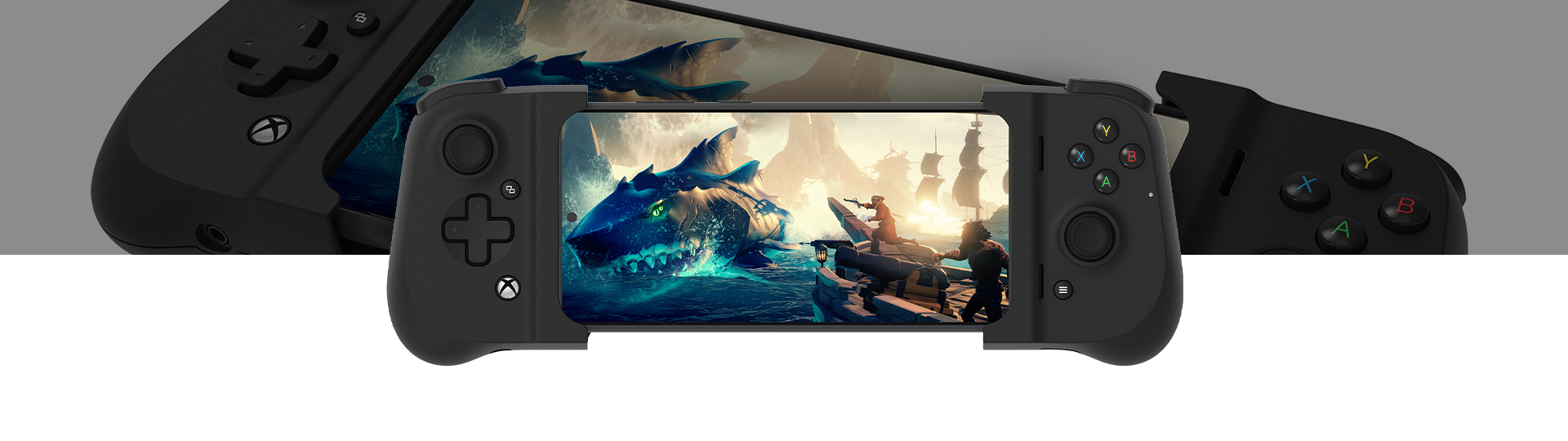 Front view of Gamevice Flex for Android with Sea of Thieves screenplay
