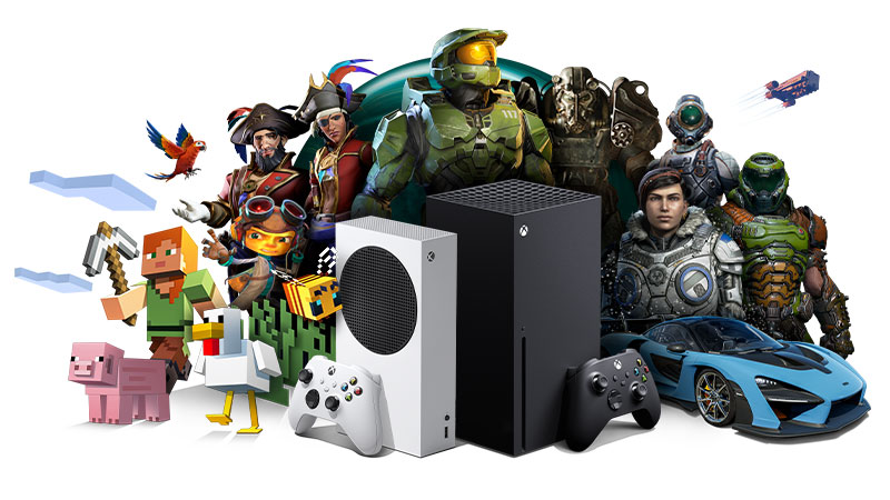 Xbox Series X and Xbox Series S with Xbox game characters