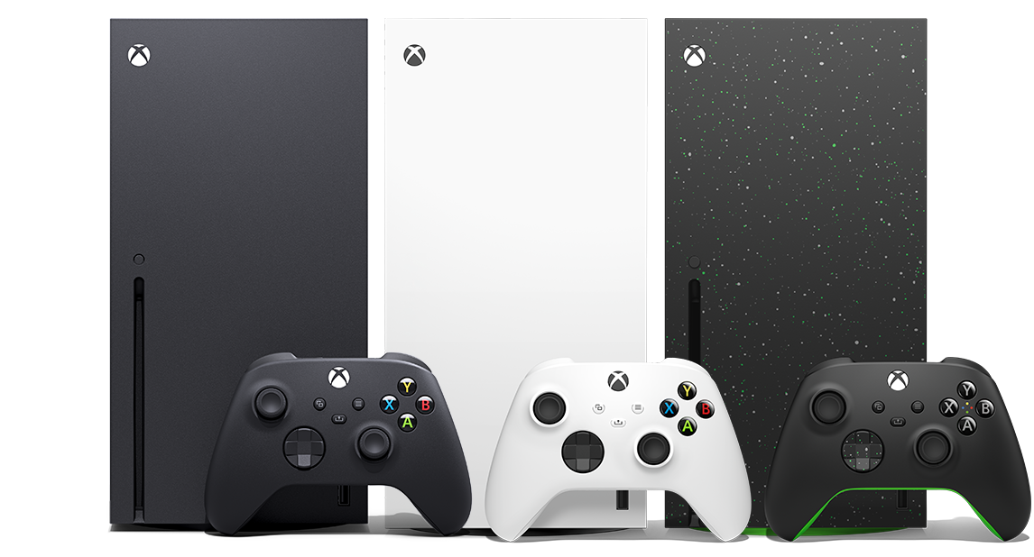 Xbox Series X 1tb, Xbox Series X 1TB all-digital, and the Xbox Series X 2TB Galaxy black