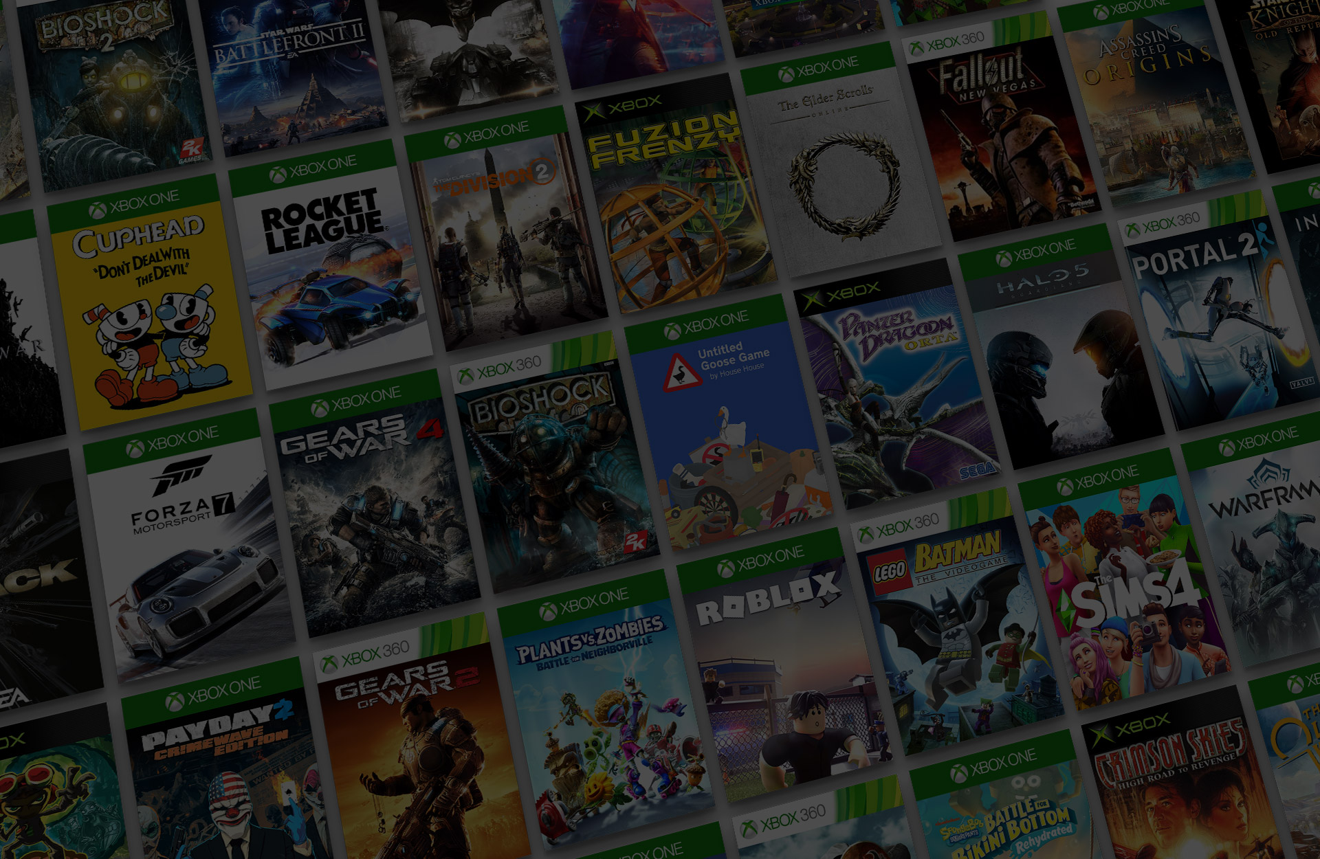 Mosaico de jogos do Xbox com retrocompatibilidade