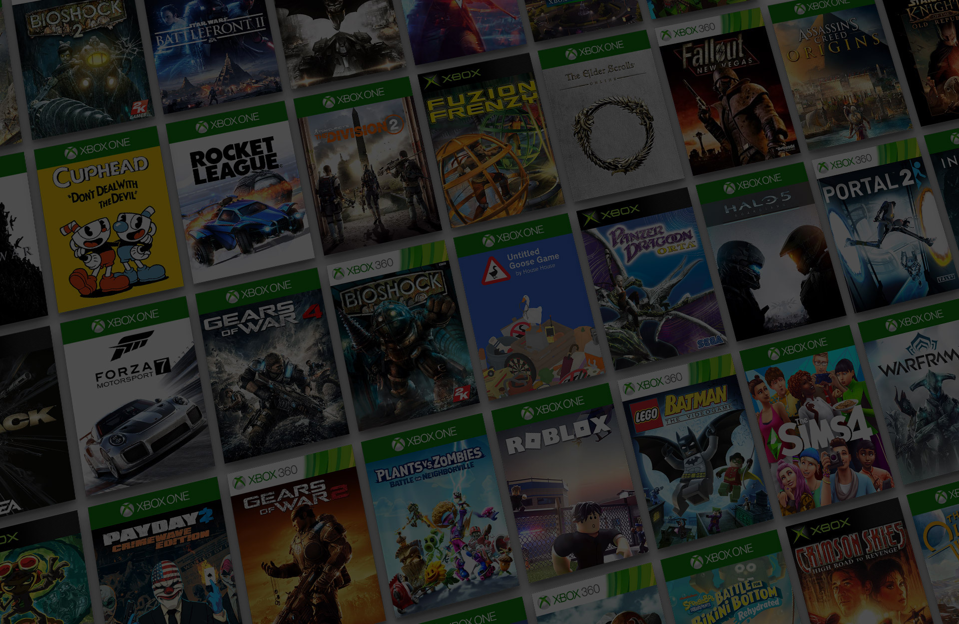 Mosaïque de titres de jeux Xbox rétrocompatibles