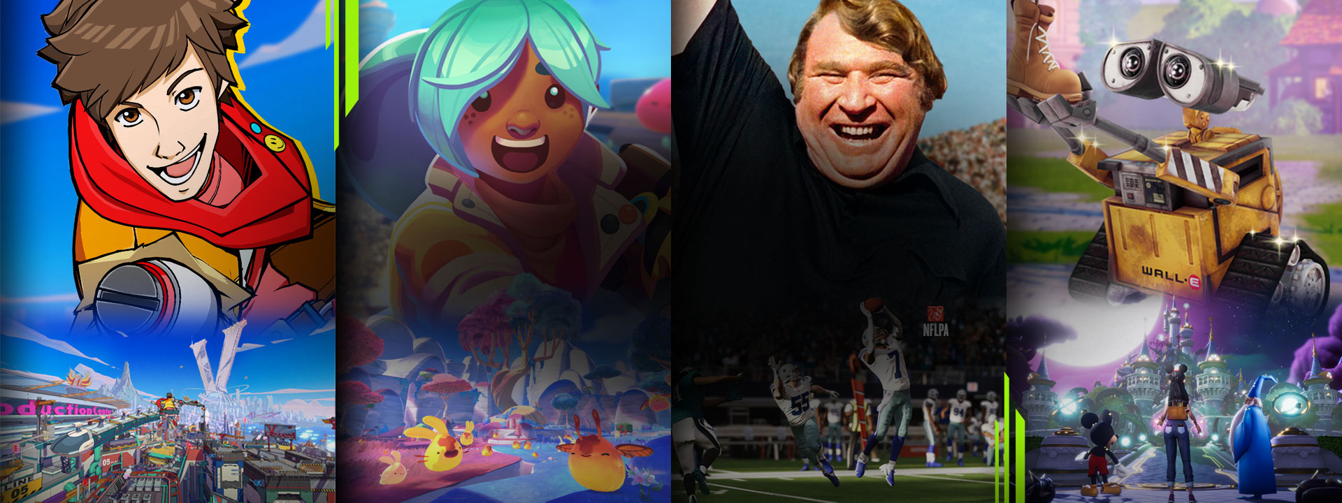 Διαλογή παιχνιδιών που είναι διαθέσιμα με το Xbox Game Pass, συμπεριλαμβανομένων των Hi-Fi RUSH, Slime Rancher 2, Madden NFL 23 και Disney Dreamlight Valley.