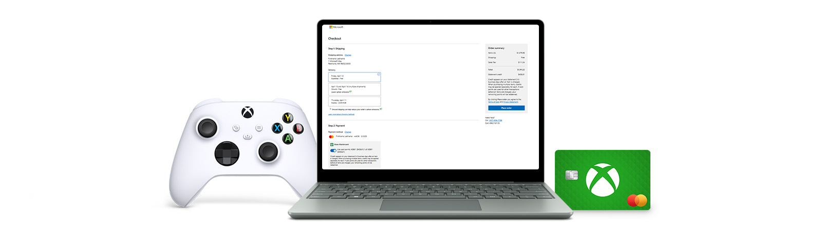 Microsoft.com add to cart screen showing the option to buy with Xbox Mastercard points