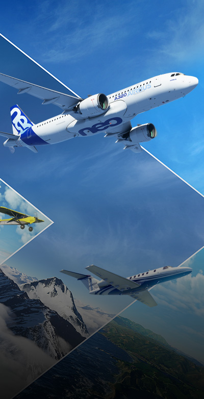 Microsoft flight sim, kaksi konetta lentää taivaalla