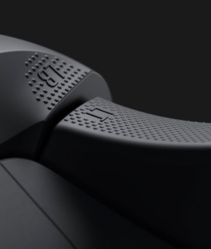 Bumper en trigger met textuur op de Xbox draadloze controller