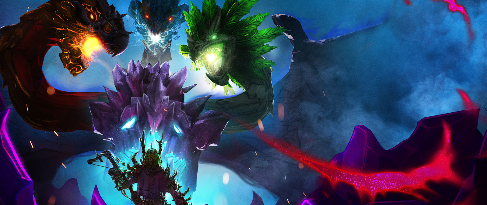Der Blightcaller blickt zu dem massigen Redmourne dem Trivern auf.