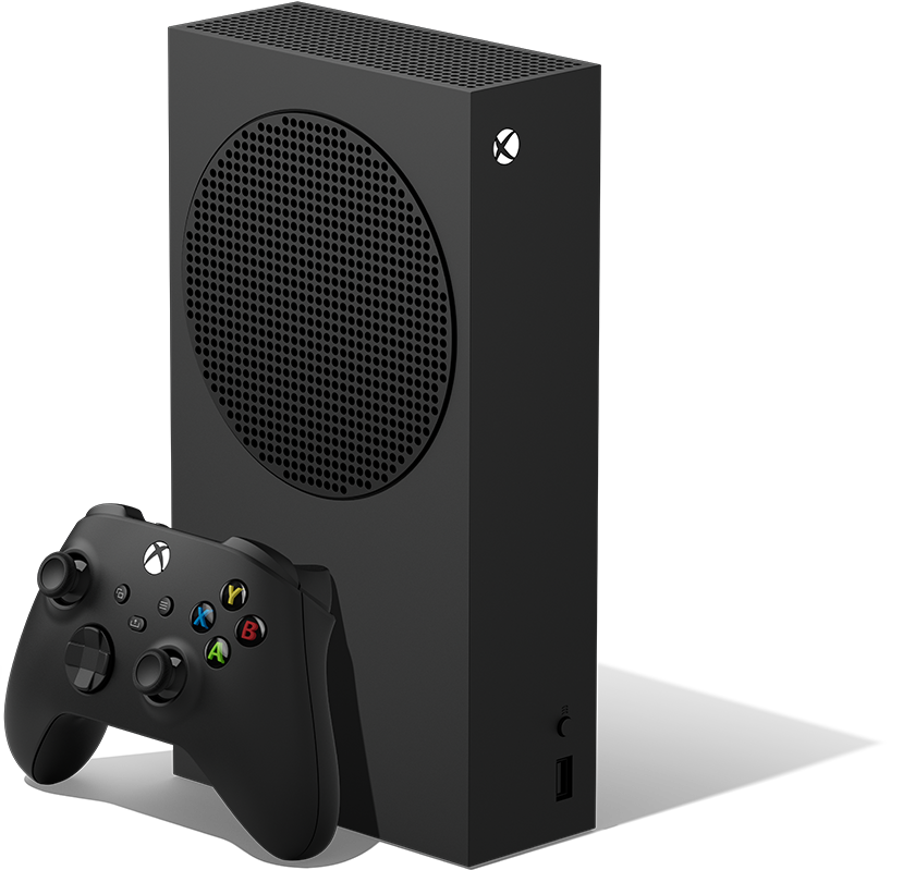 Konsola Xbox Series S i kontroler bezprzewodowy Xbox widziane od lewej strony