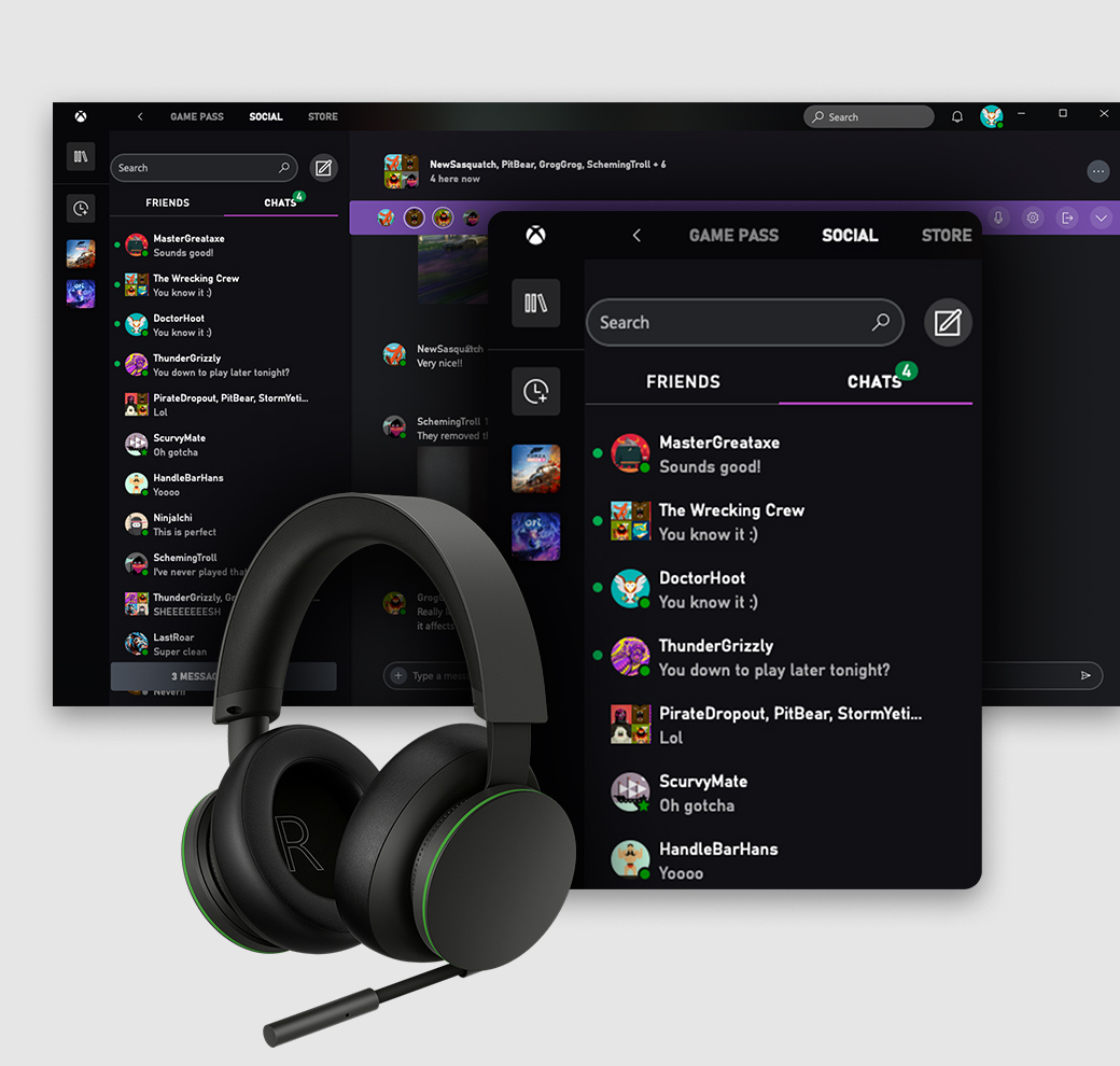 Приложение Xbox для пользовательского интерфейса ПК с Windows, отображающее вкладку 