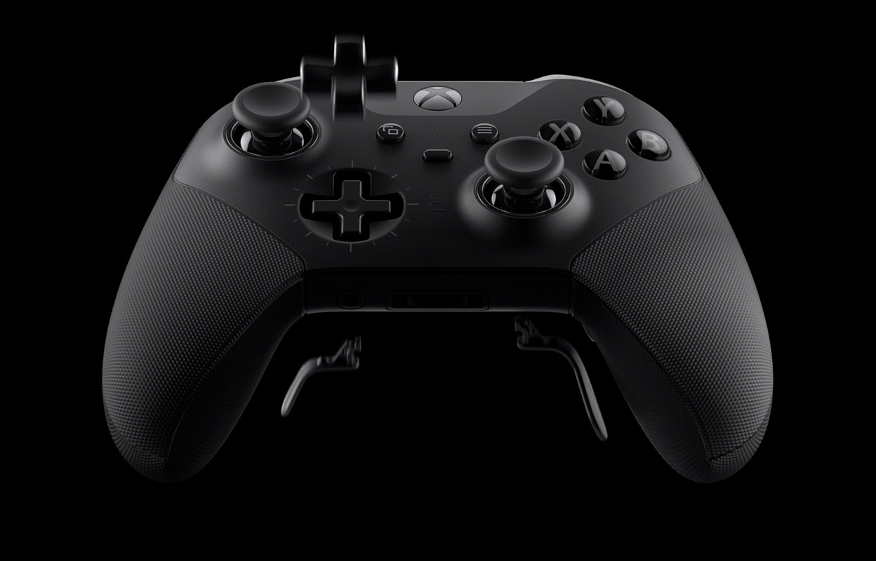 Animering av komponenter bifogade till Xbox Elite trådlös handkontroll Series 2.