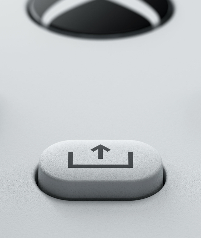 Een close-up van de nieuwe knop voor vastleggen en delen