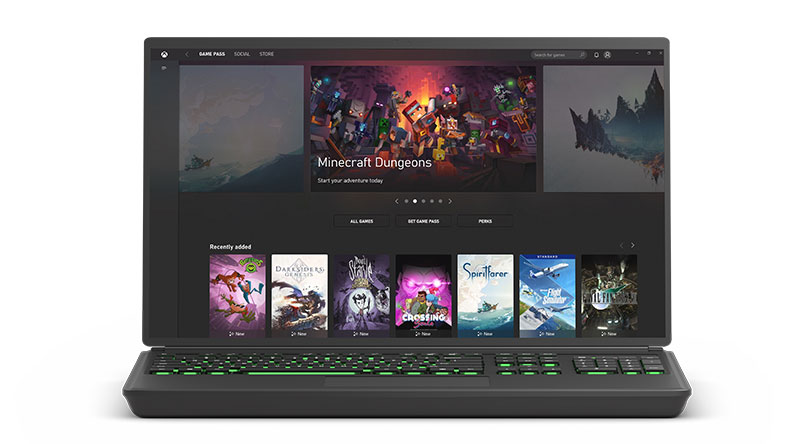 Captura de pantalla de la app Xbox en PC Windows que muestra el catálogo de Game Pass