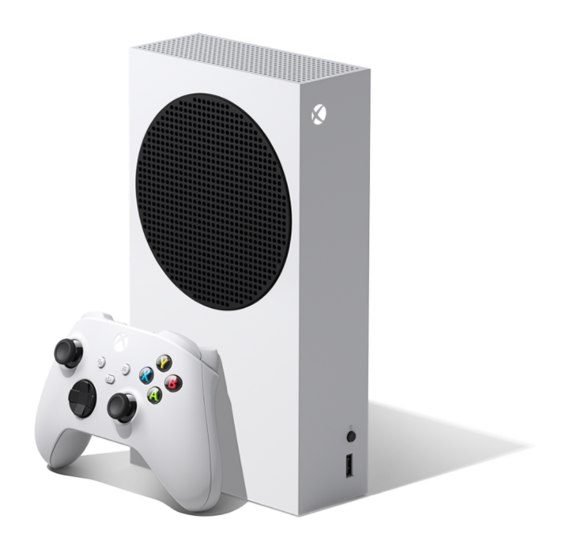 Left angle of the Xbox Series S with an Xbox Wireless Controller