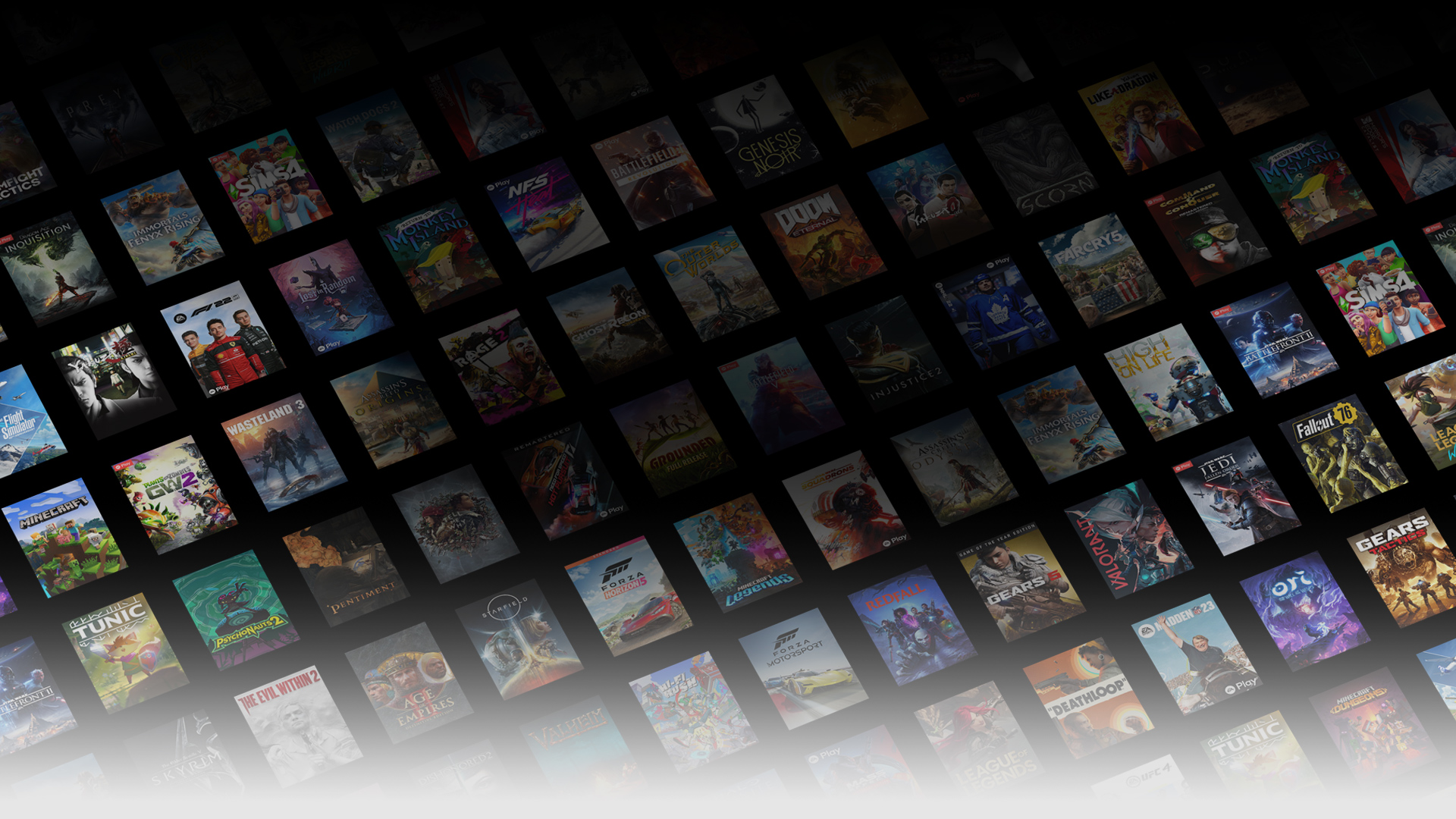 Um conjunto de fotos de caixas dos jogos disponíveis no Xbox Game Pass