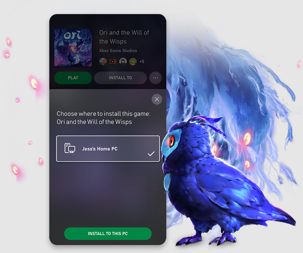 Interface utilisateur de lʼapplication mobile du Xbox Game Pass, qui montre la possibilité de télécharger des jeux sur ta console directement depuis l’application