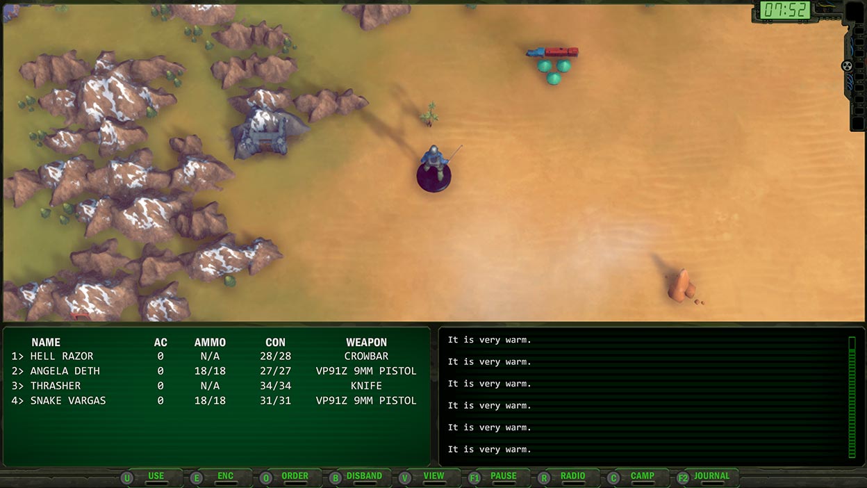 Screenshot of top-down view of a character exploring a desolate landscape