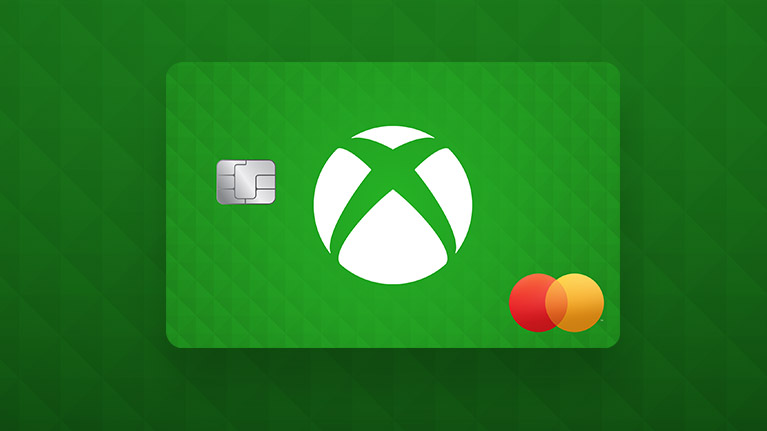 Five Xbox credit card designs assembled in a line 