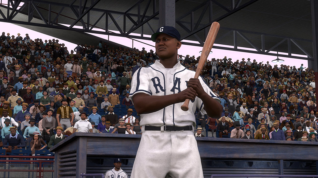 Um jogador dos Homestead Grays está pronto para bater.