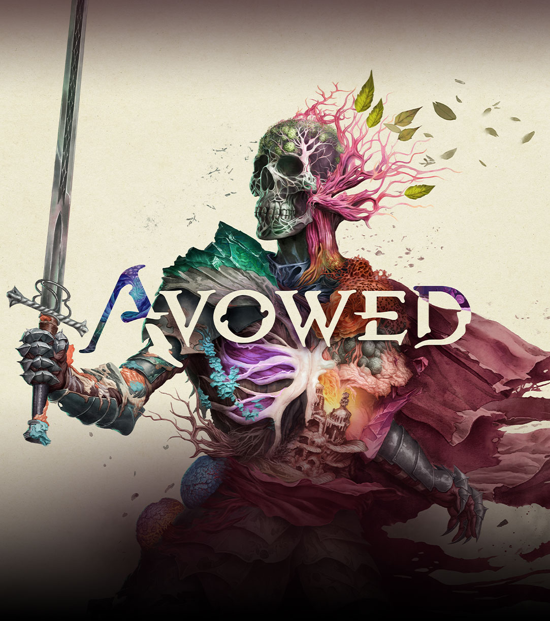 《Avowed》，一名骷髏戰士的斗篷隨風飄揚，其身軀腐爛成塵土
