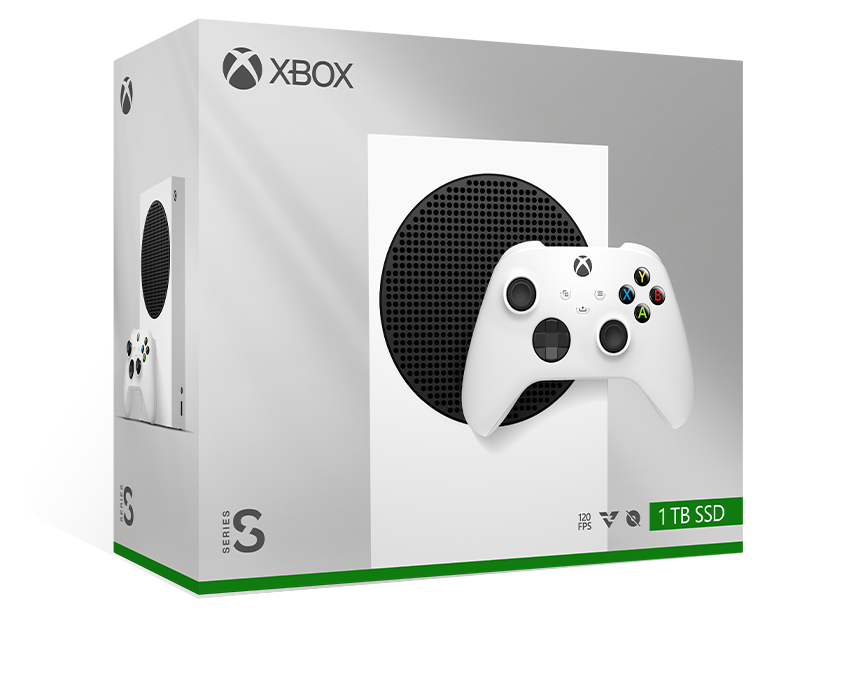 Xbox Series S – 1TB Robot White with Xbox Wireless Controller – Robot White box