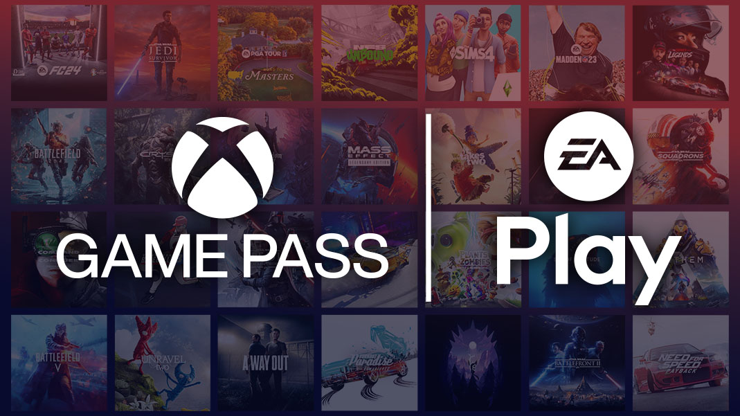 Logotipos do Xbox Game Pass e do EA Play